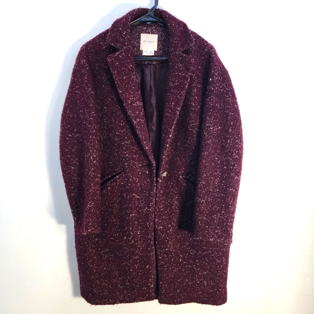 Basic House Elegant Burgundy Women's Coat XS